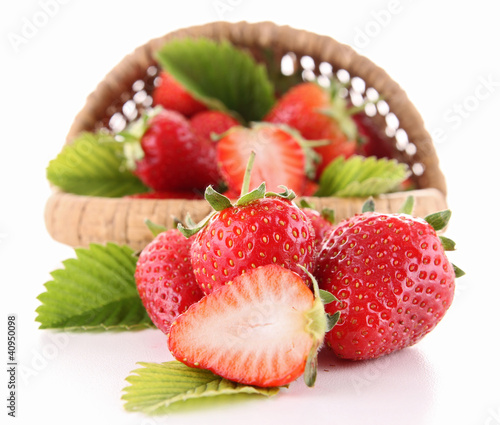 Photo: strawberry and wicker basket strawberry and wicker basket