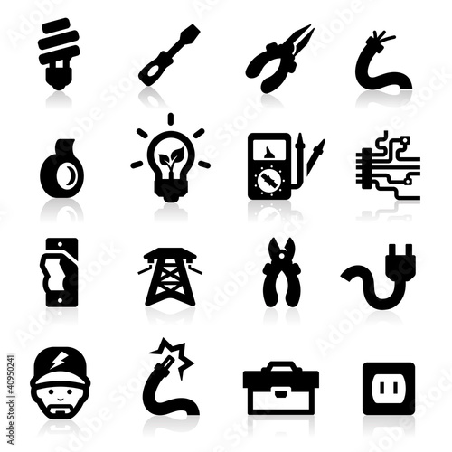 Vector: Electrician icons set Elegant series Electrician icons set Elegant series
