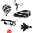 Flight evolution. Vector icons set