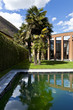 modern bricks house, surrounded by nature