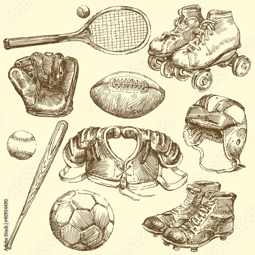 Vector: vintage sports equipment vintage sports equipment