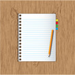 New page notebook and bookmarks ,pencil on wooden background. New page notebook and bookmarks ,pencil on wooden background.