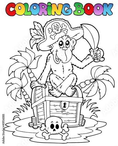 Vektor: Coloring book with pirate theme 3 Coloring book with pirate theme 3