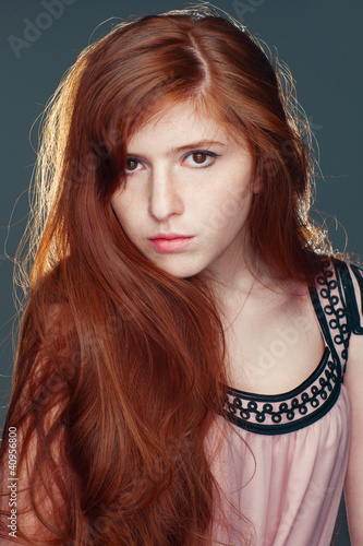 Photo: pretty sensual redhead girl with freckles and long hair pretty sensual redhead girl with freckles and long hair