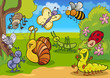 cartoon insects on the meadow