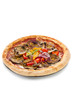 vegetarian pizza with vegetables on white background