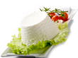 ricotta with tomatoes and lettuce on dish ricotta with tomatoes and lettuce on dish