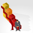 business man on financial crisis bar chart