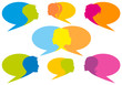 speech bubbles with faces, vector