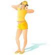 Young woman listening music