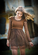 Romantic young woman posing outdoor