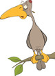 Cartoon woodpecker on a tree. Cartoon