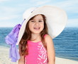 Little Girl in Beach Hat Portrait