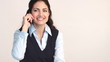 Video: Mature business woman talking on mobile phone in studio Mature business woman talking on mobile phone in studio