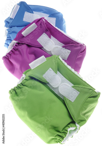 Photo: Eco Friendly Cloth Diapers in Green, Purple and Blue Eco Friendly Cloth Diapers in Green, Purple and Blue