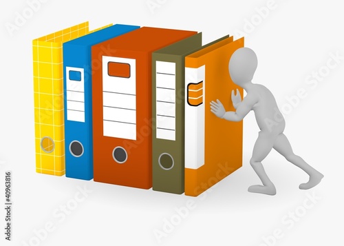 Illustration: 3d render of cartoon character with office files 3d render of cartoon character with office files