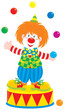 circus clown jugging colorful balls