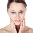 Beauty Frau blickt süß mit großen Augen Beauty Frau blickt süß mit großen Augen