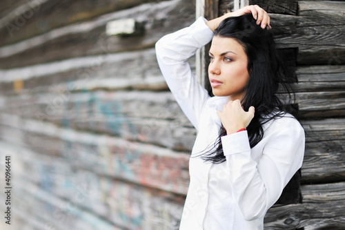 Photo: Portrait of beautiful girl with dark hair Portrait of beautiful girl with dark hair