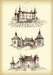 Vector hand drawn castles
