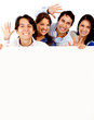 Happy group with banner
