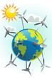 Wind turbines on earth