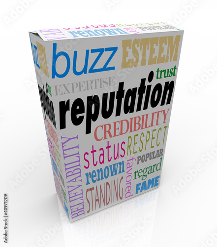 Photo: Reputation Words on Box Credible Reliable Product Reputation Words on Box Credible Reliable Product