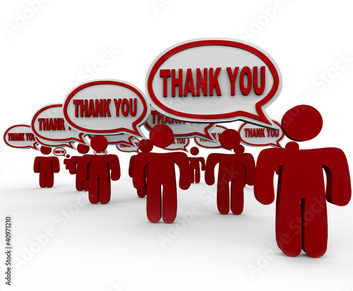 Photo: Many People Customers Say Thank You in Speech Bubbles Many People Customers Say Thank You in Speech Bubbles
