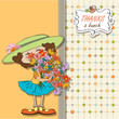 funny girl with a bunch of flowers