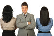 Business man out of crowd