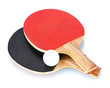 ping-pong rackets and ball, isolated on white