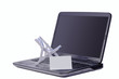 Laptop mit Visitenkarte