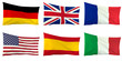 Flag of Germany, Great Britain, France, USA, Spain, Italy