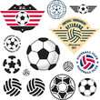 Football Soccer ball. Football Soccer Club emblem vector set.