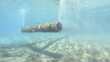 Outlet pipe discharging some form of waste into the ocean.