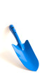 Photo: Blue garden shovel isolated on white background Blue garden shovel isolated on white background