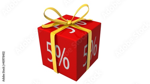 Illustration: discount present cube "5%" discount present cube "5%"