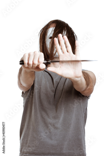 Photo: Scary psycho horror man with knife Scary psycho horror man with knife