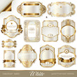 white gold-framed labels
