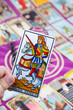 Cavalier D'Epee, Tarot card held in the hand Cavalier D'Epee, Tarot card held in the hand