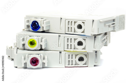 Refurbished Printer  Cartridges on Used Coloured Ink Printer Cartridges On A White Background    Gcpics