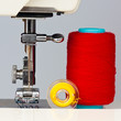 Sewing machine and reels with colorful thread Sewing machine and reels with colorful thread
