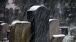 Jewish cemetery at early winter