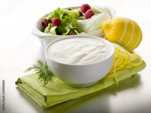 Photo: white yogurt dressing for salad, healthy food white yogurt dressing for salad, healthy food