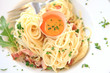 Spaghetti Carbonara mit rohem Eigelb Spaghetti Carbonara mit rohem Eigelb