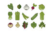 Vektor: 15 Sorten Gemüse illustriert Icon 2 15 Sorten Gemüse illustriert Icon 2