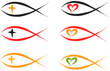 Vector: set of christian fish symbols set of christian fish symbols