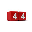 Red 3D block with number fourty four