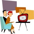 couple from fifties watching brand new tv