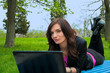 Young woman is working on laptop. Young woman is working on laptop.